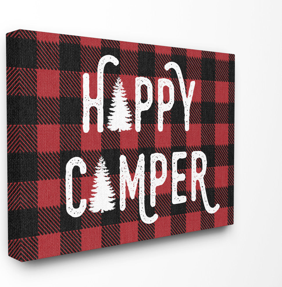 "Happy Camper Red Black" 16x20, Stretched Canvas Wall Art