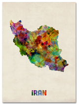 "Iran Watercolor Map" Canvas Art by Michael Tompsett