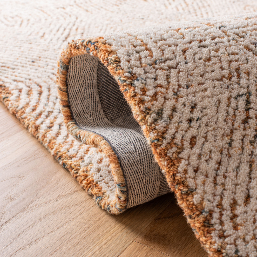 Safavieh Couture Abstract Collection, ABT340 Rug, Ivory/Rust, 4' Square