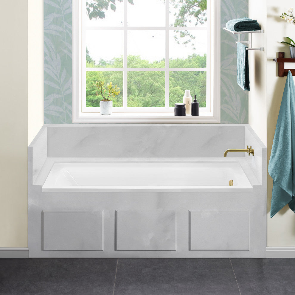 Voltaire Acrylic Bathtub with Integral Tile Flange, 66" x 32", Right Hand Drain