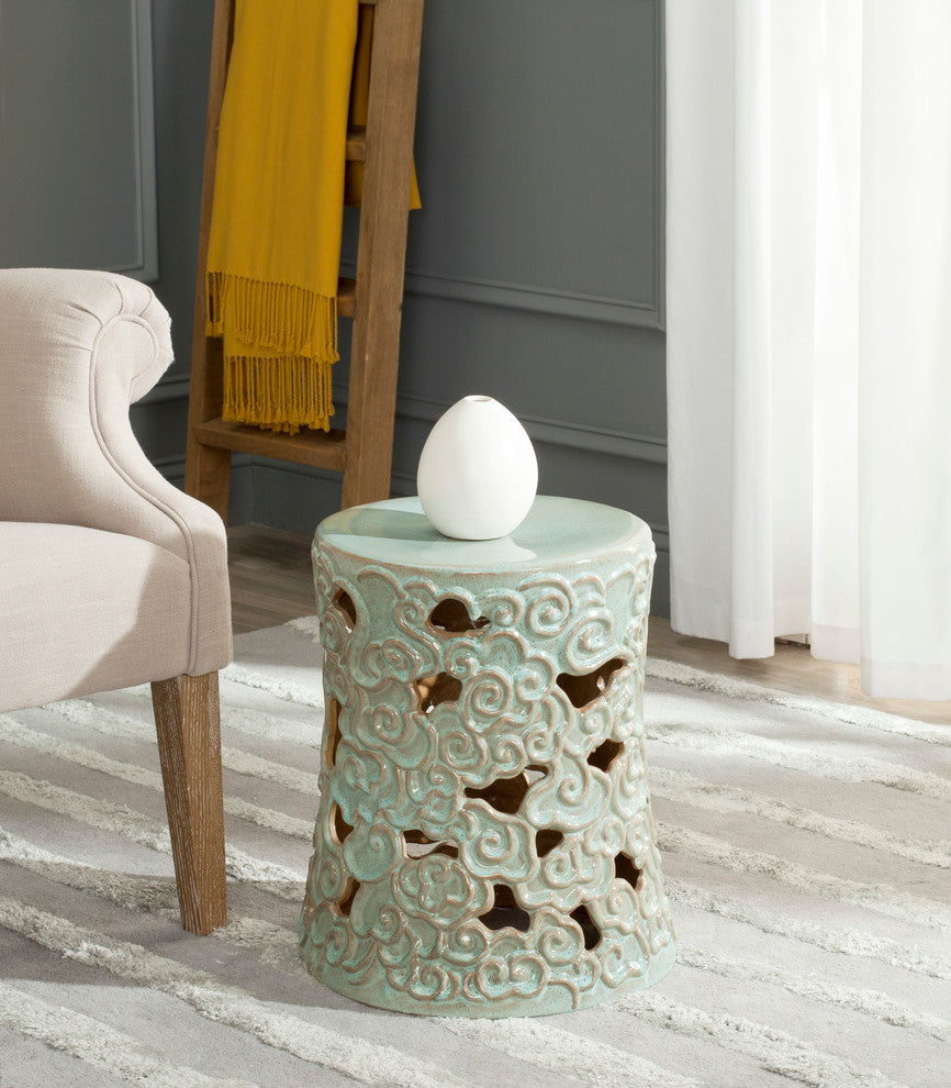 Safavieh Indoor-Outdoor Cloud Garden Stool, Reactive Aqua