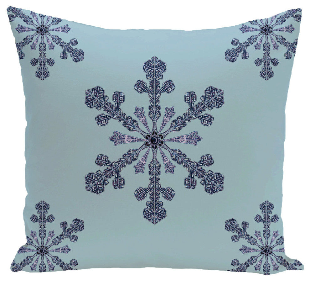 Vail, Decorative Holiday Print Pillow, Light Blue, 16"x16"