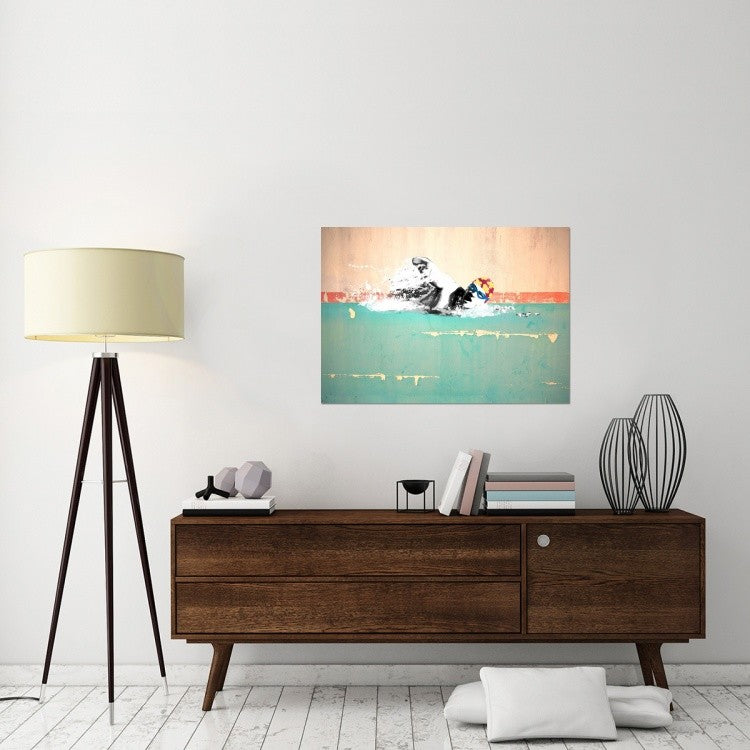 "Swim on! Bronx, NYC" Stretched Canvas Giclee by Masterfunk Collective, 40x28"