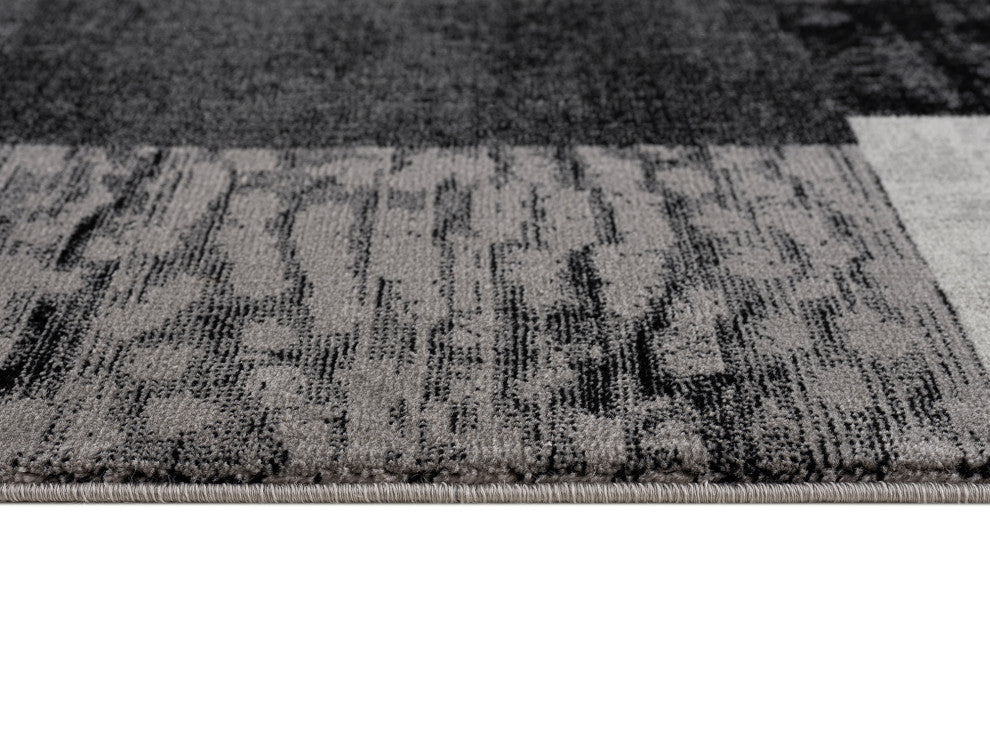 Rug Branch Modern Geometric Checkered Grey Black Runner Rug - 2'x13'