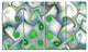 White Green Pattern with Swirls, Abstract Wall Art Canvas, 48"x28", 4 Panels