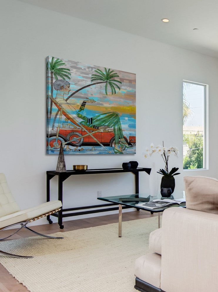 "Lounging" Print on Canvas, 32"x32"