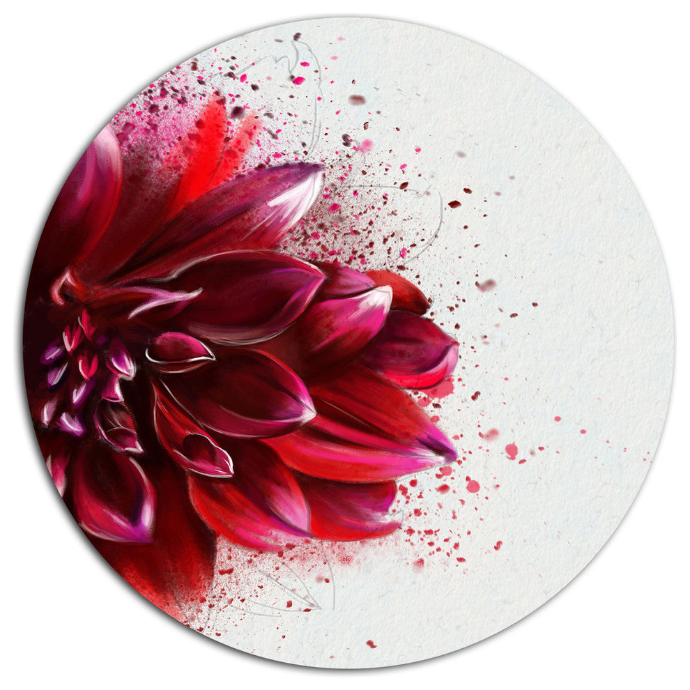 Dark Red Watercolor Rose Flower, Floral Disc Metal Wall Art, 23"