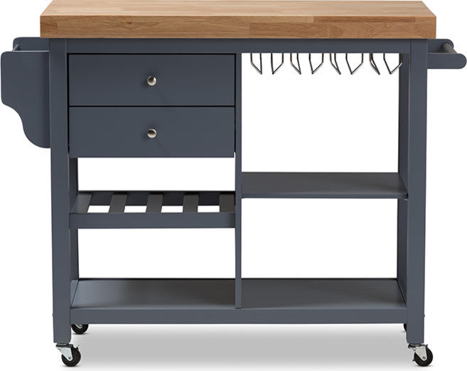 Sunderland Coastal, Farmhouse Gray Wood Kitchen Cart