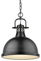 Golden Lighting Duncan 1-Light Pendant, Black/Black Shade, 3602-LBLK-BLK