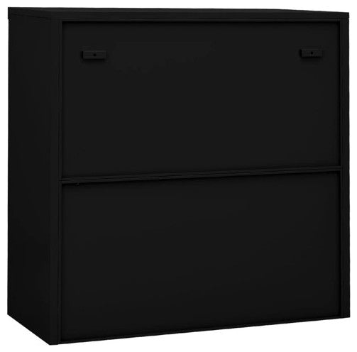vidaXL Office Cabinet with Sliding Door Black 35.4" Steel Storage Side Cabinet