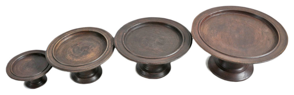 Consigned Vintage Java Pedestal Tray, Small