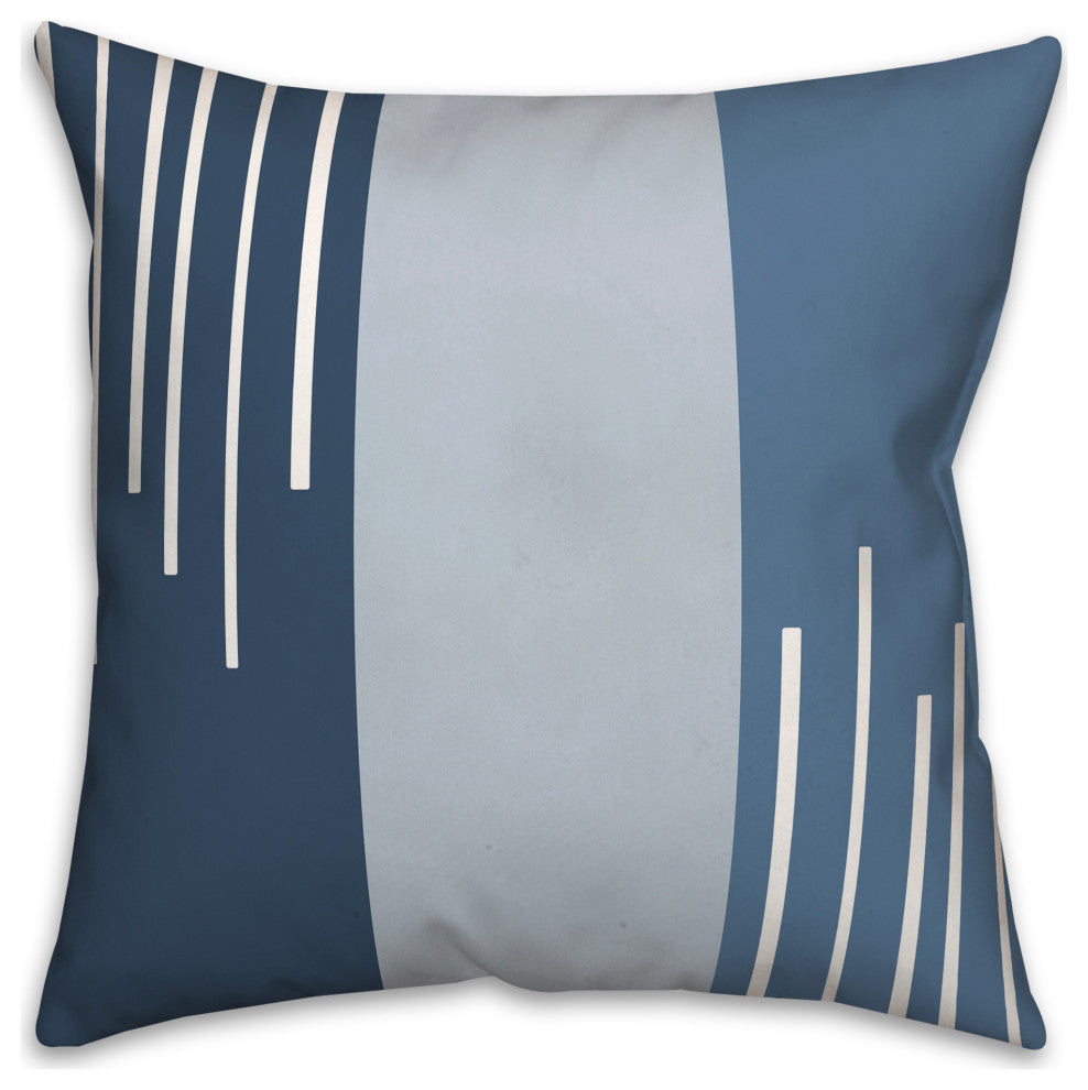 Blue Blocks and Stripes 18x18 Spun Poly Pillow