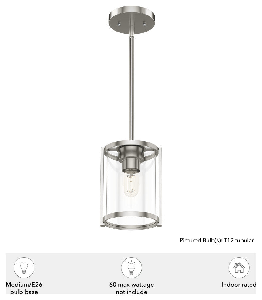 Hunter Astwood Brushed Nickel 1-Light Pendant Ceiling Light Fixture