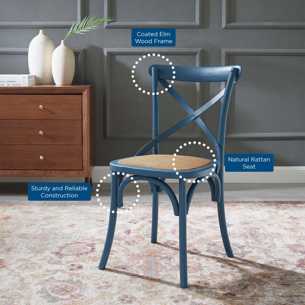 Side Dining Chair, Wood, Blue, Modern, Cafe Bistro Restaurant Hospitality