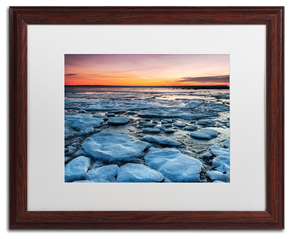Pierre Leclerc 'Icy Sunrise 2' Matted Framed Art, Wood Frame, White, 20x16