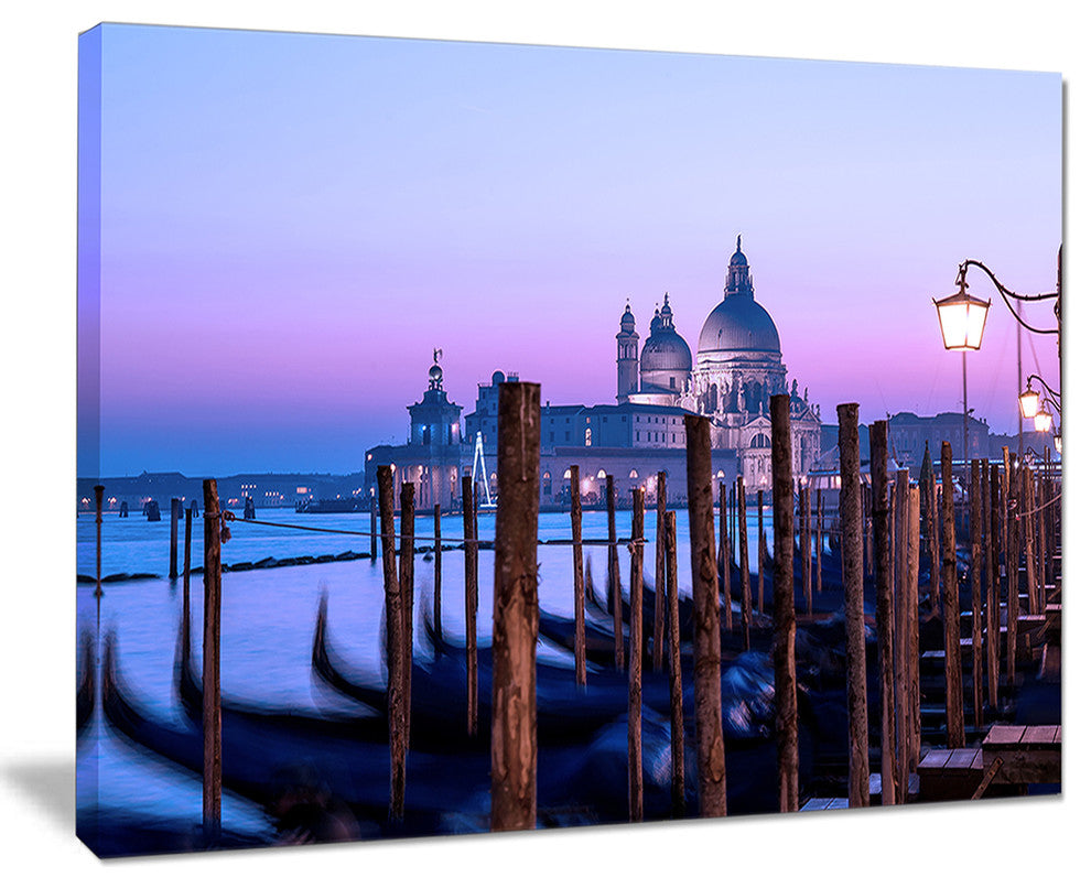 "Venice Sunset Panorama At Twilight" Extra Large Seascape Art Canvas, 40"x30"