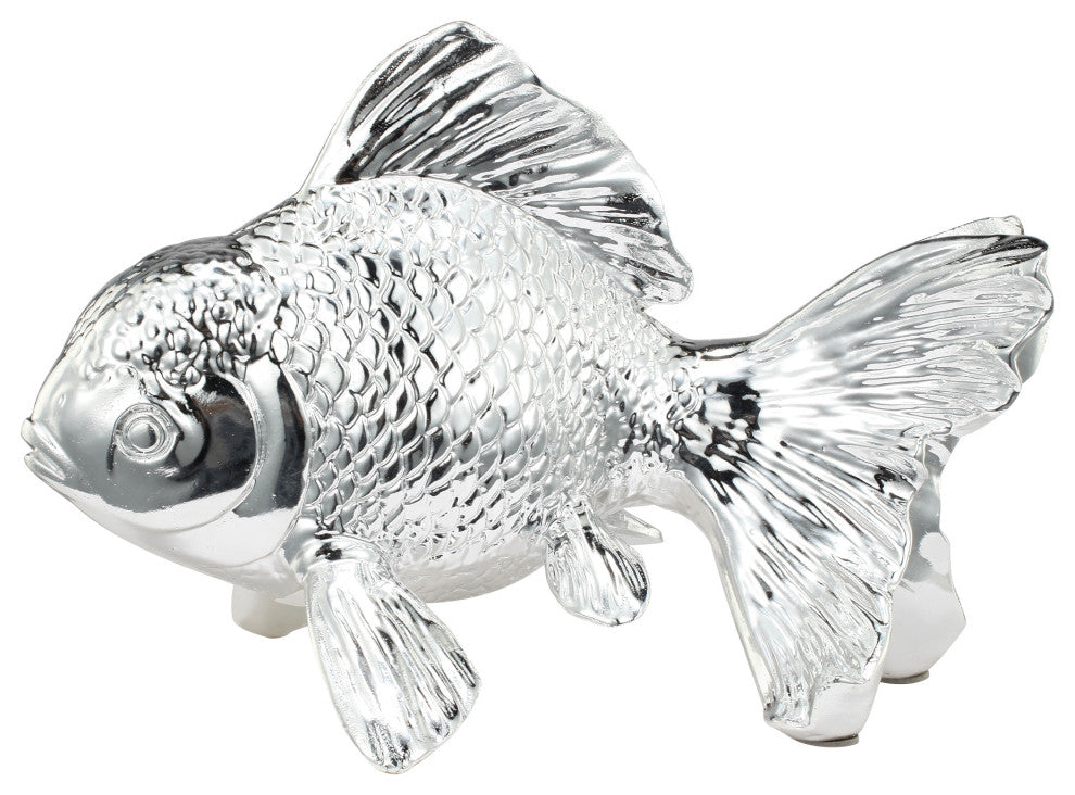 Benzara BM284981 Don 10" Goldfish Accent Figurine, Tabletop Decor, Chrome