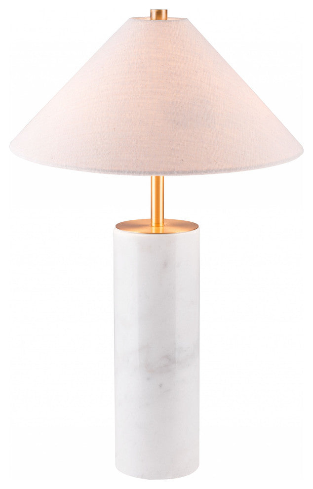 Urban White Marble Cyliner Table Lamp
