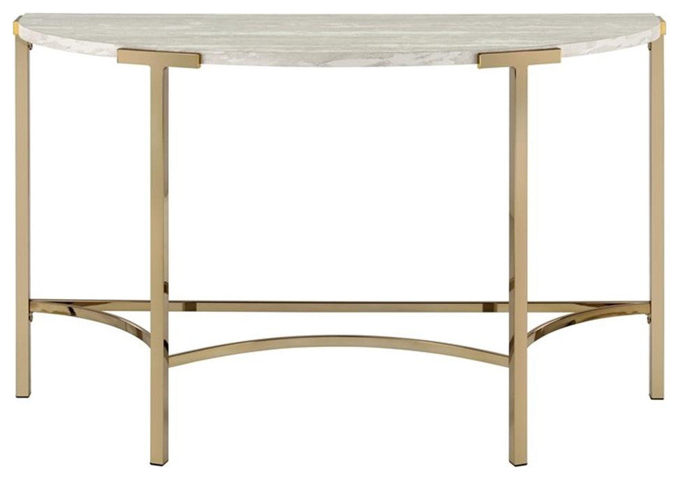 Furniture of America Vasket Contemporary Metal Sofa Table in Gold Champagne