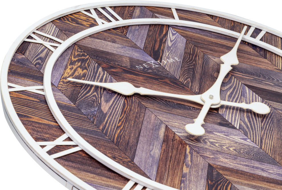 Roman Vintage Wall Clock, Dark Wood With White Details