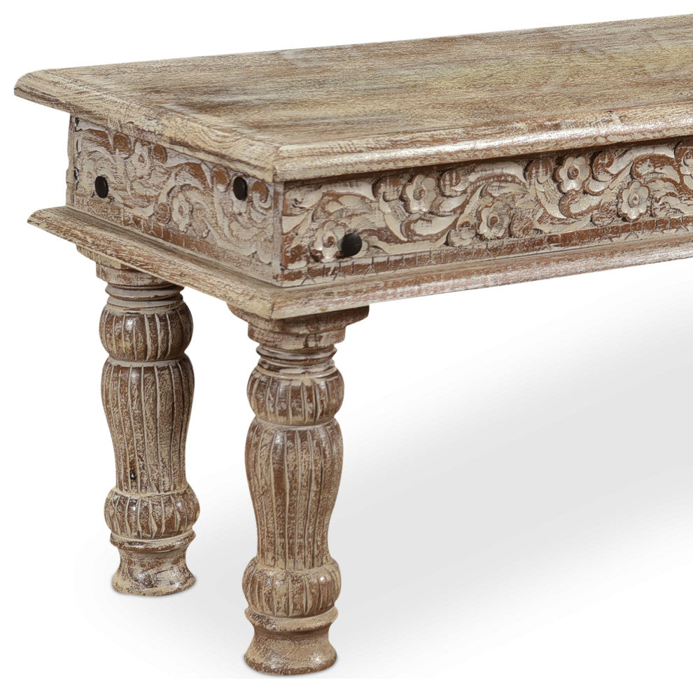 Driftwood Carved Bench