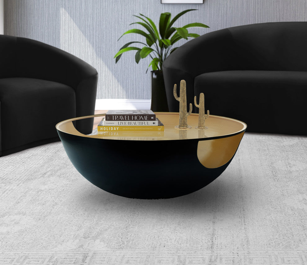 Doma Coffee Table, Matte Black / Brushed Gold