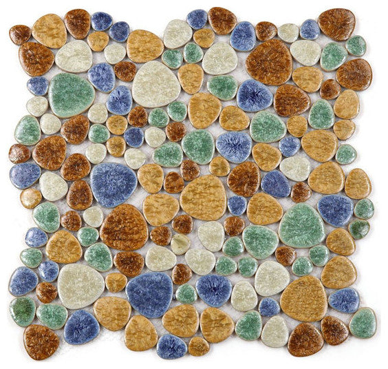 Mosaic Porcelain Tile Mancala Pebble Series - Coral - Floor Wall Tile