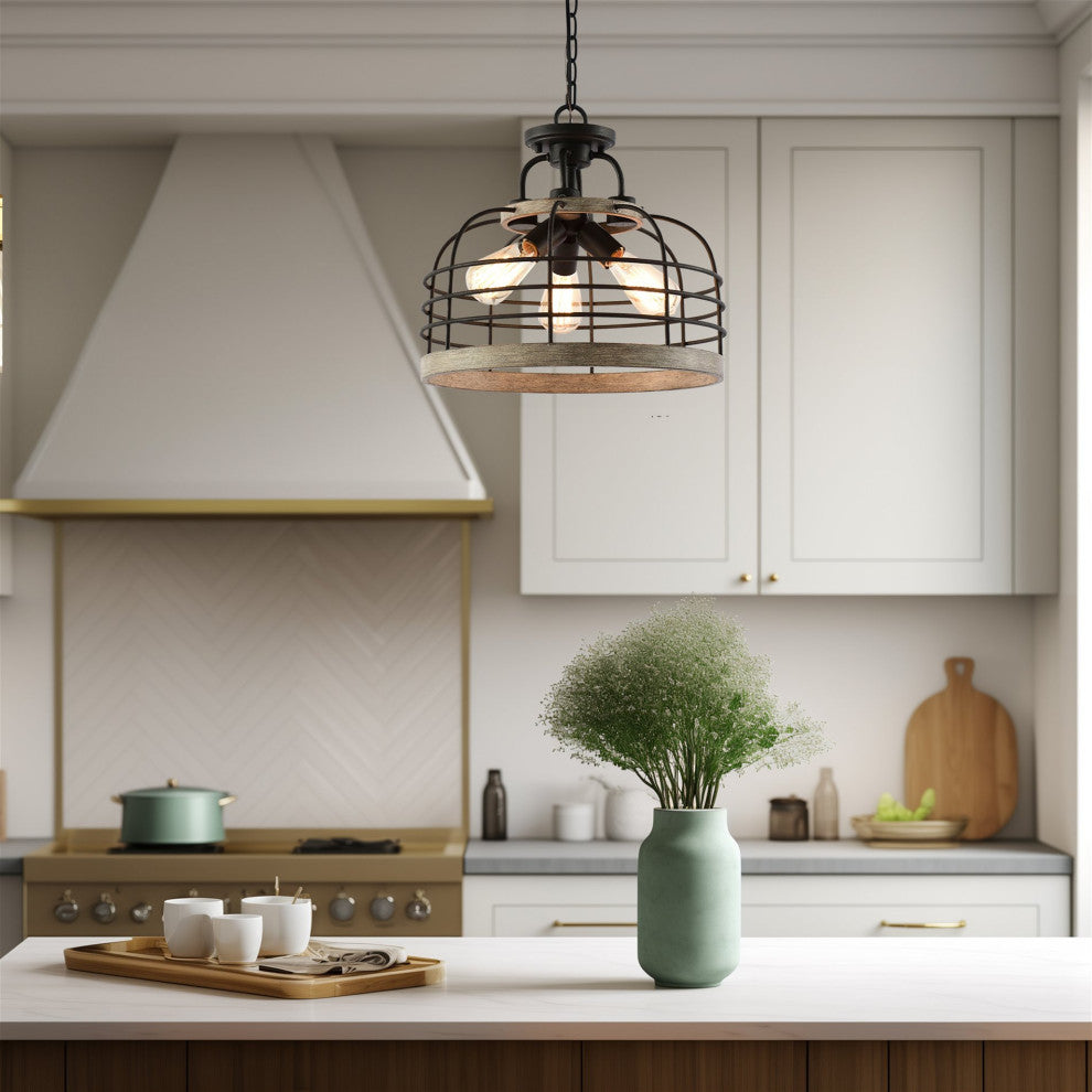 Kira Home Sawyer 17" Farmhouse Semi Flush Convertible Pendant Chandelier Light