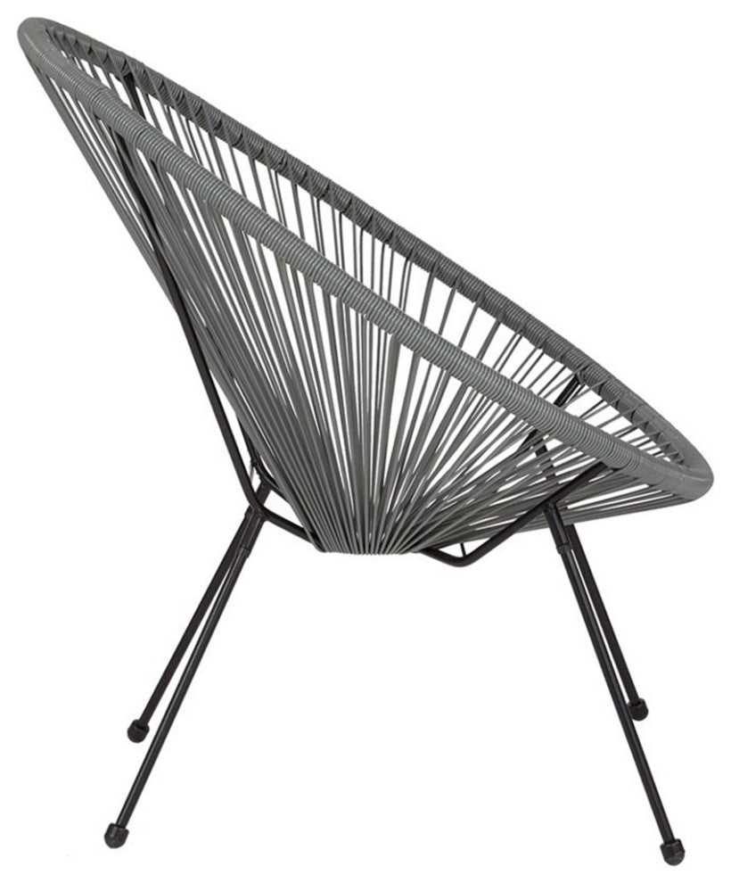 Flash Furniture Valencia 29" Oval Patio Chair in Gray and Black