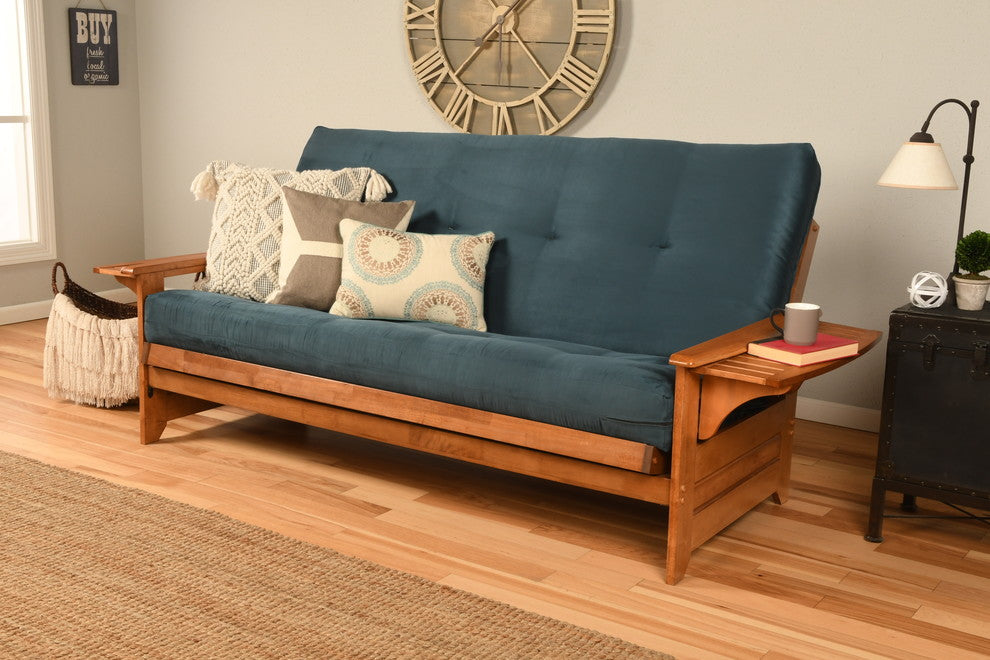 Mesa Frame Futon With Barbados Finish, Suede Blue