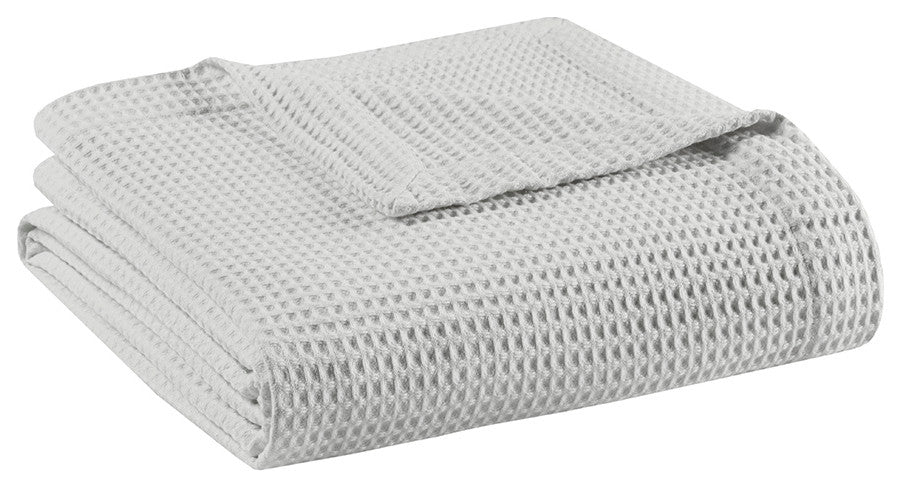 Beautyrest Cotton Waffle Weave Bedding Blanket, Grey