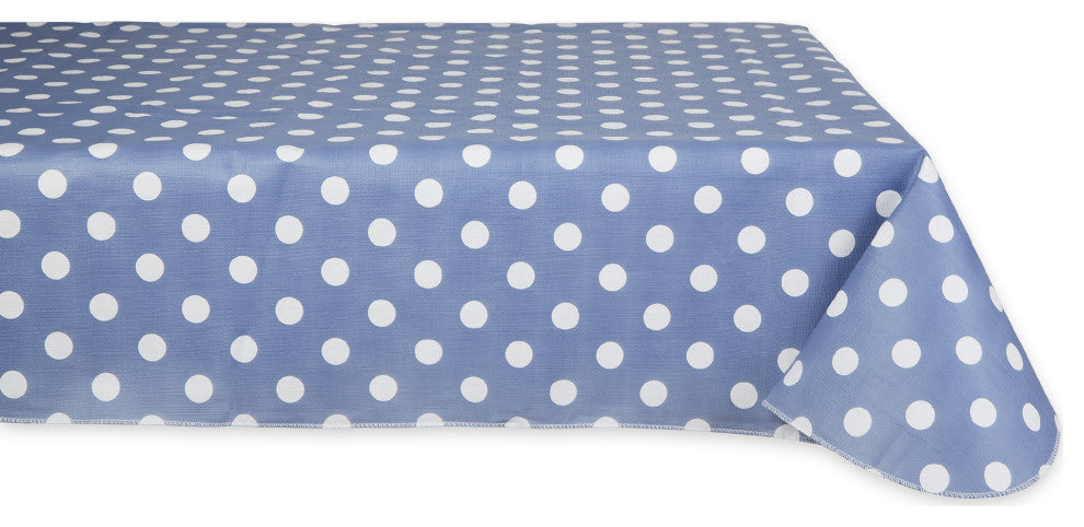 Stonewash Blue Polka Dot Vinyl Tablecloth 60x84
