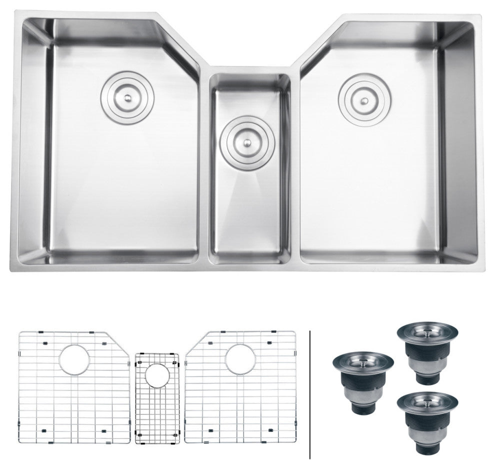 Ruvati RVH8500 35" Undermount Stainless Steel Kitchen Sink Triple Bowl
