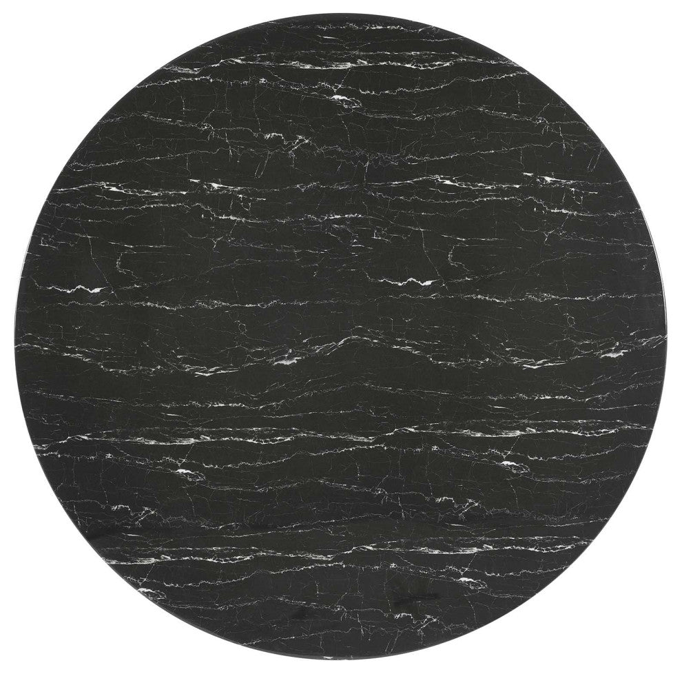 Modway Lippa 60" Artificial Marble Dining Table, Black Black