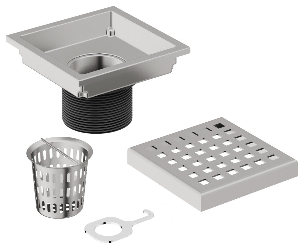 VIGO Elan Linear Shower Drain, Brushed Nickel, 4"