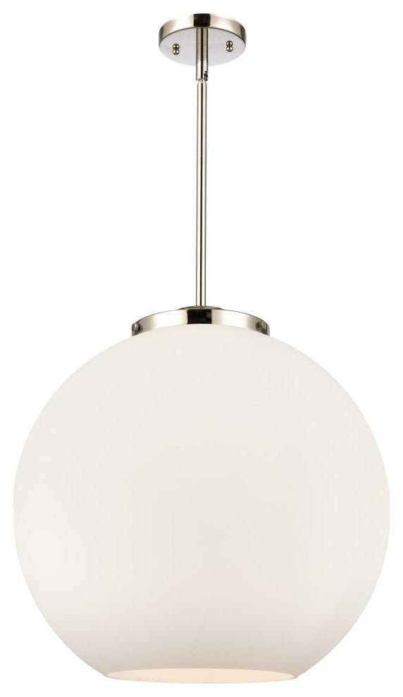 Athens Pendant, Polished Nickel, Matte White, Matte White
