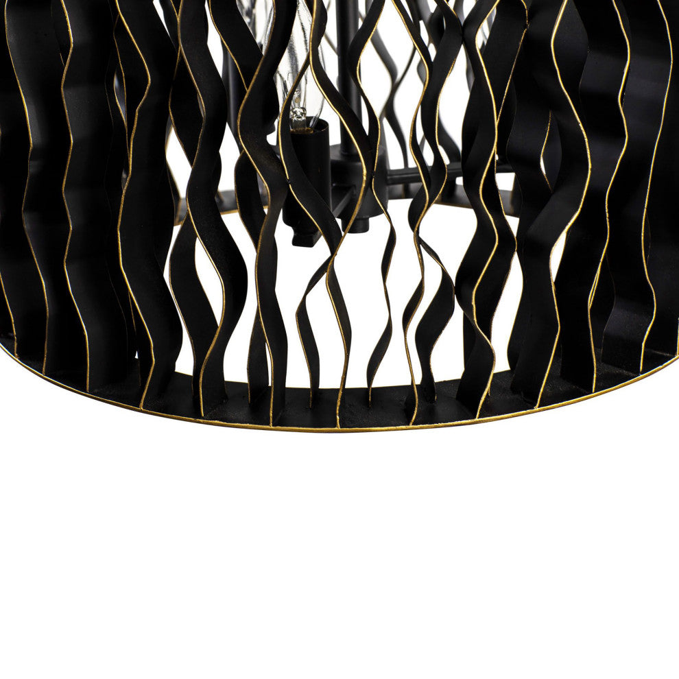 Estela 6-Lt Foyer - Matte Black/French Gold