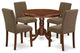 5Pc Round 42" Dinette Table, Four Parson Chair, Mahogany Leg, Fabric Coffee