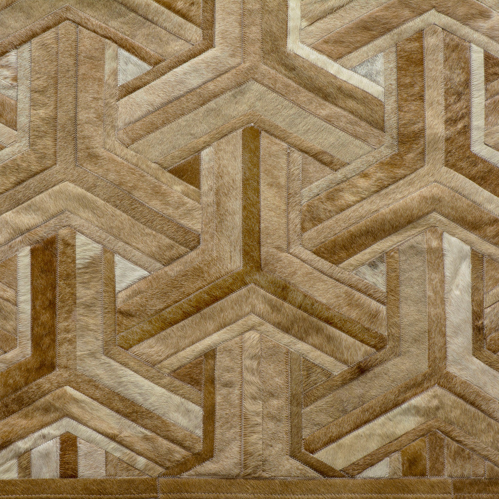 Cowhide Patchwork Rug, Nemesis, Taupe, 5'x8'