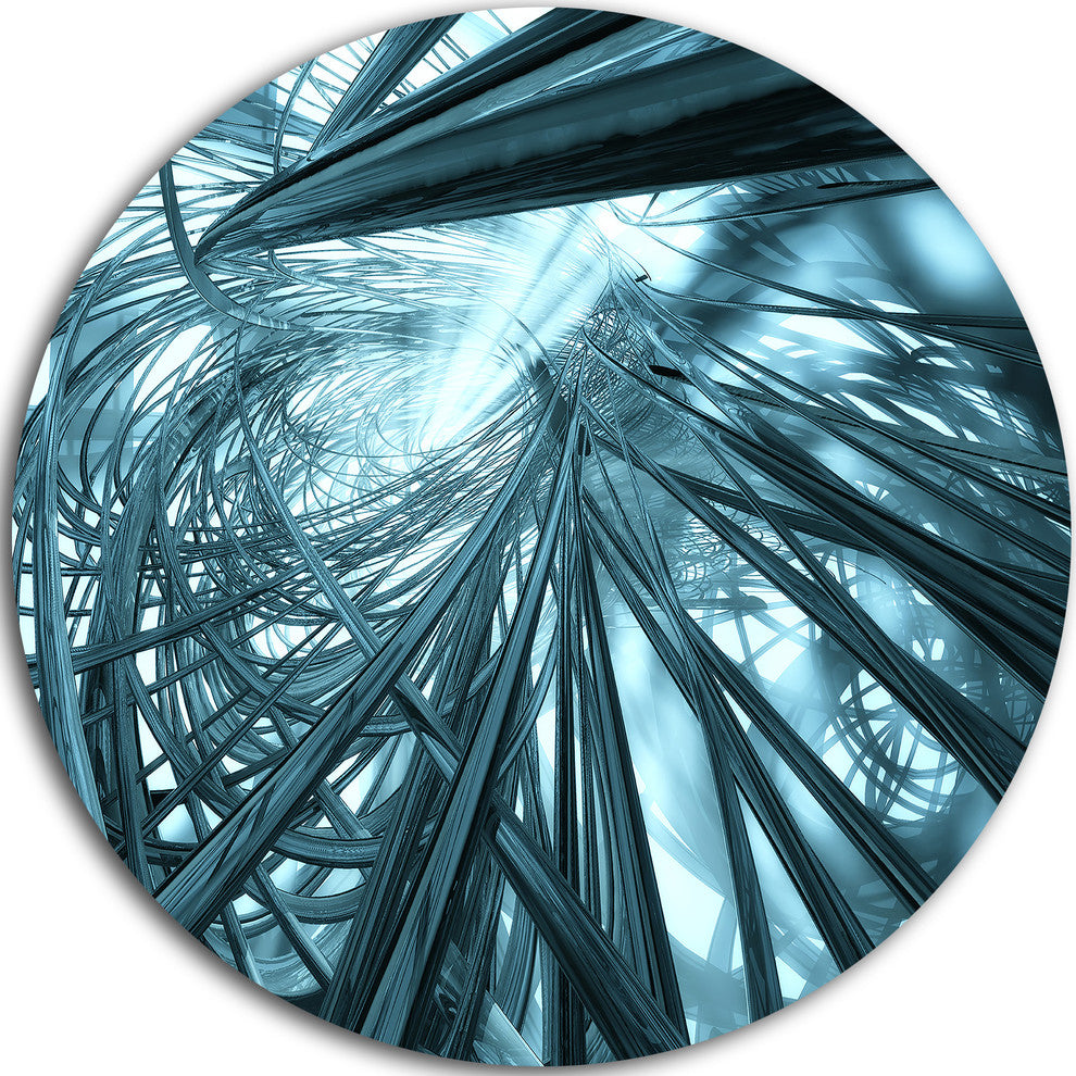 Fractal 3D Stripes Everywhere, Abstract Art Disc Metal Wall Art, 23"