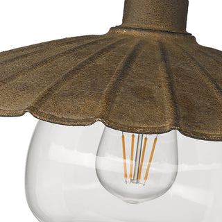 Golden Lighting Clemence Flush Mount, Dark Rust With Clear Glass Shade