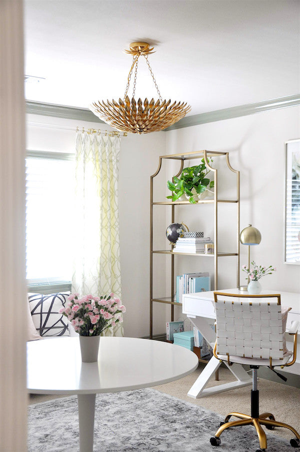 Broche 6 Light Antique Gold Leaf Chandelier