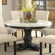 ACME Nolan Dining Table WithPedestal, White Marble and Salvage Dark Oak