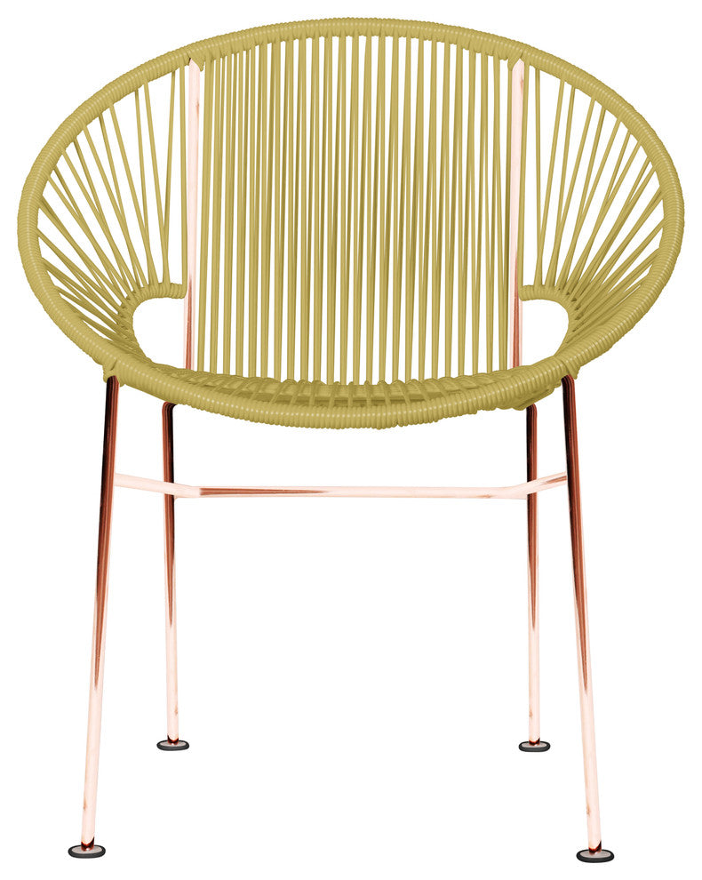 Concha Indoor/Outdoor Handmade Dining Chair, Caramel Weave, Copper Frame