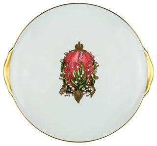 Round Handled Cake Platter Lilies Of The Valley Egg
