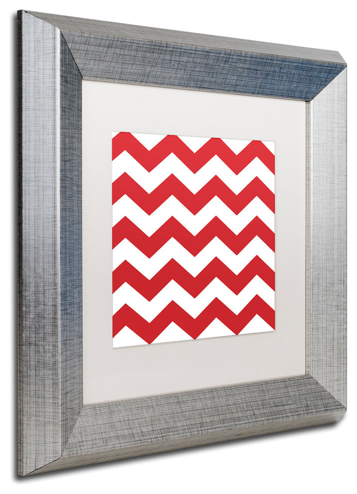 Color Bakery 'Xmas Chevron 8' Matted Framed Art, Silver Frame, White Mat, 11 X 1