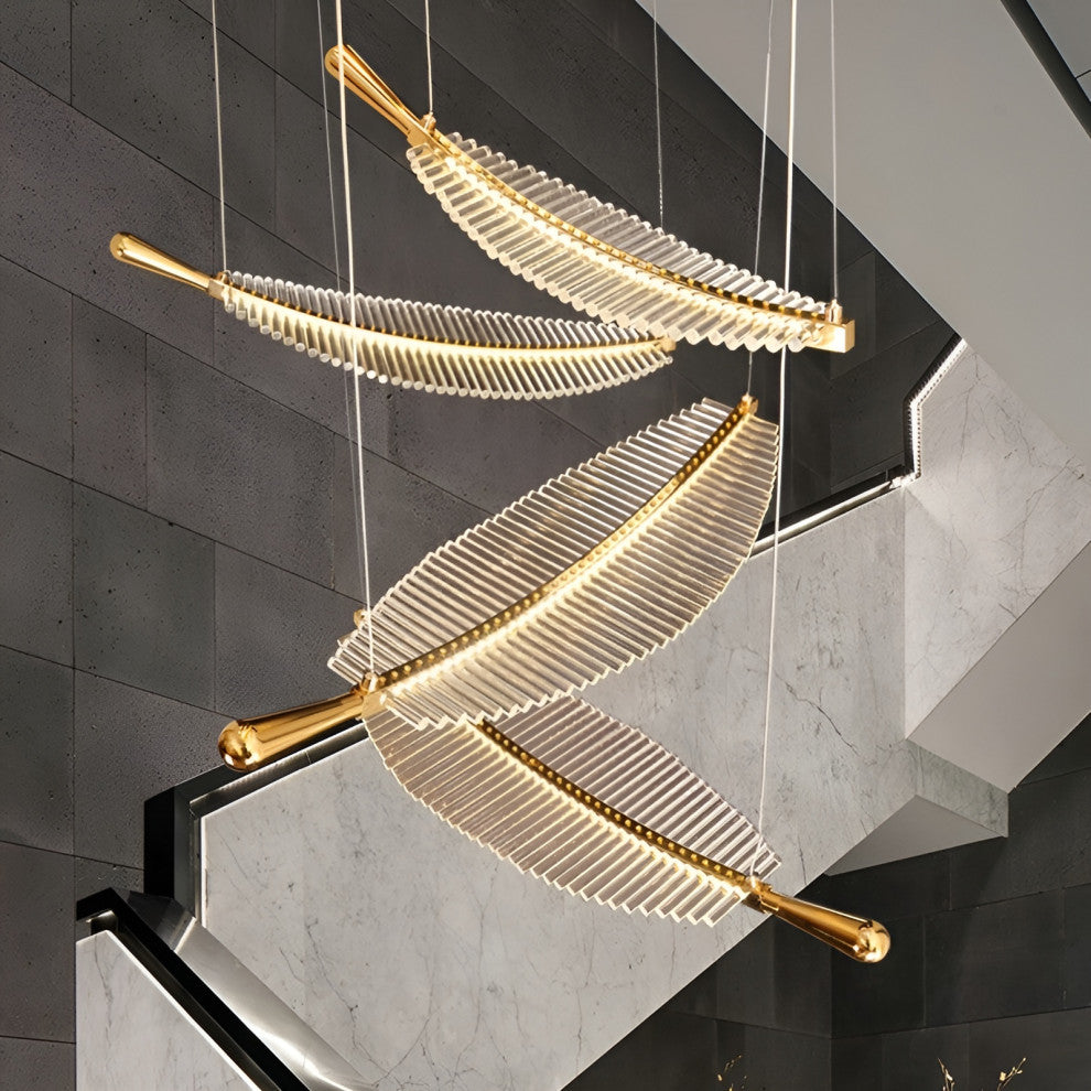Cagnes-sur-Mer | Crystal Gold Leaves Pendant Chandelier, 10 Leaves