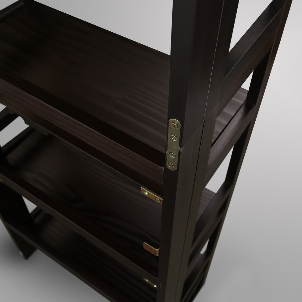 3 Shelf Folding Bookcase, Espresso, Small, 3 Shelf