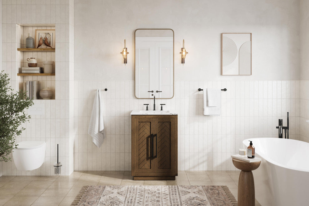 Home Living 24" Single Bathroom Vanity, Hazel Oak