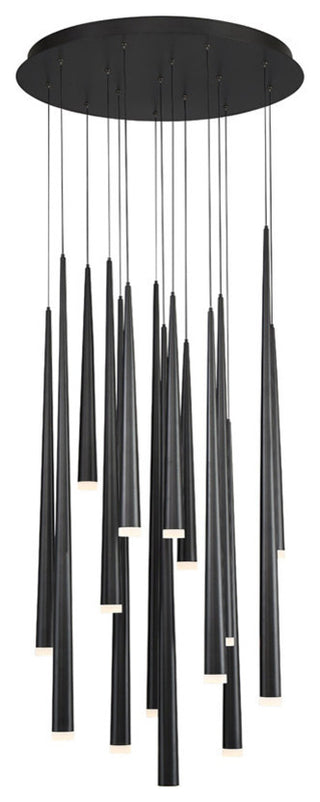 Cascade LED 15-Light Etched Glass Round Chandelier 3500K, Black